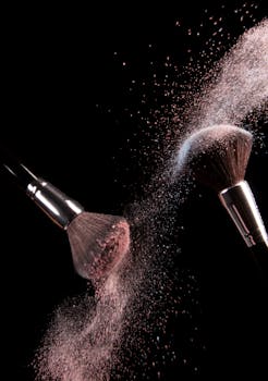 Cosmetics Makeup Brushes and Powder Dust Explosion